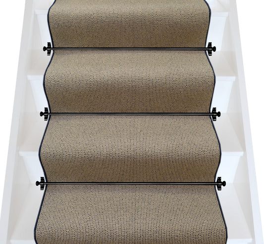 Axminster Carpets Simply Natural Ribgrass Stipple Straw Black Stair Runner (Per Linear Metre)