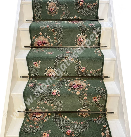 Ulster Carpets Glenavy Green Cameo Stair Runner (Discontinued - please call for stock)