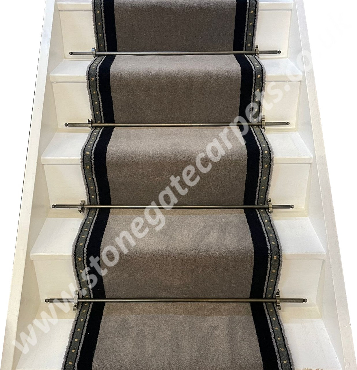 Ulster Carpets Ulster Velvet Elephant & Crown Point Empire Black Stair Runner (Per Linear Metre)