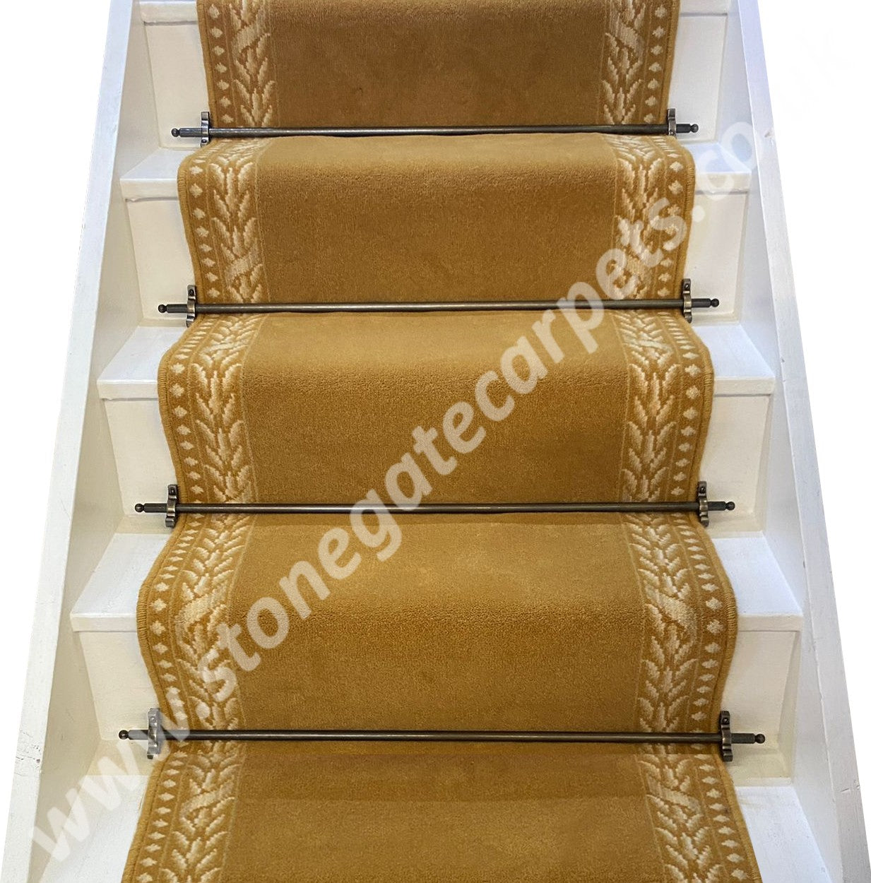 Ulster Velvet Honey Gold & Marquis Coronet Gold Border Stair Runner (Per Linear Metre)